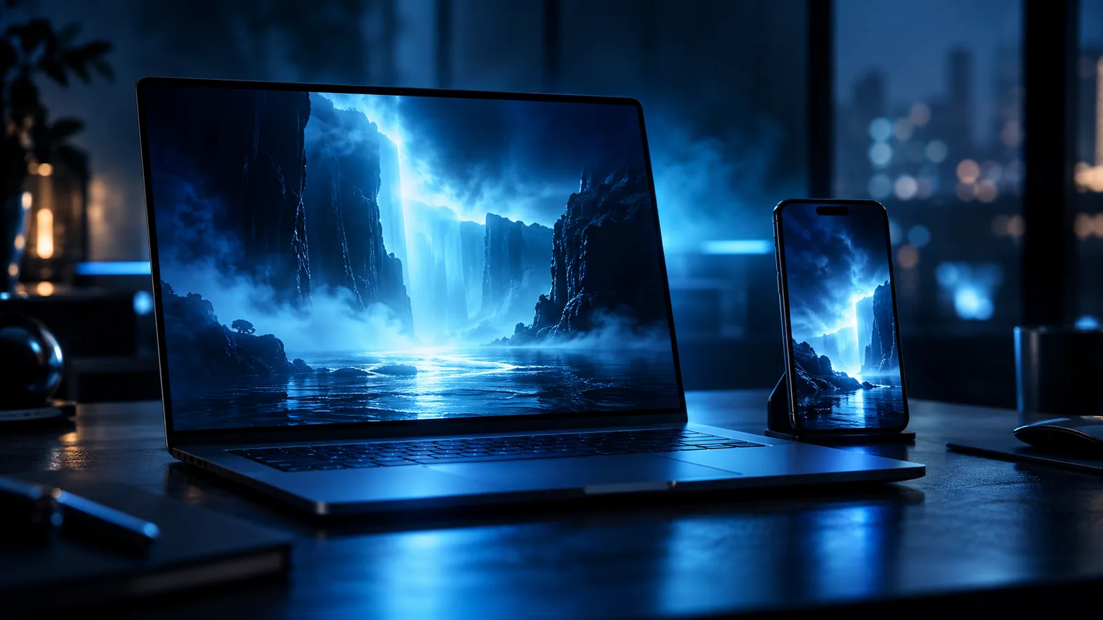 Cinematic website in Varna: a scene from a scroll-driven film shown on a laptop and a phone
